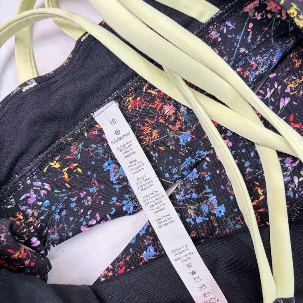 lululemon sports bra crossing straps, racerback, black rainbow speckled Size 10 - Picture 4 of 4